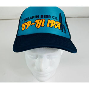 Up-Hi IPA Mens Terrapin Beer Company Trucker Hat Black Blue Logo Snapback OS New